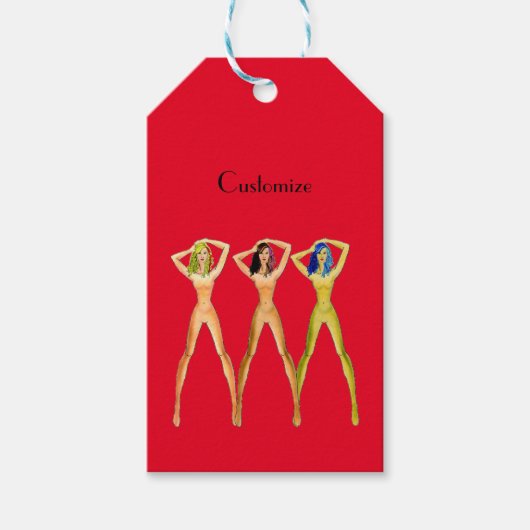 Drie dames met lange poten, permanent Thunder_Cove Cadeaulabel (Voorkant)