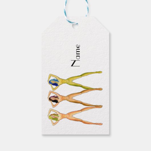 Drie dames met lange poten, permanent Thunder_Cove Cadeaulabel (Achterkant)