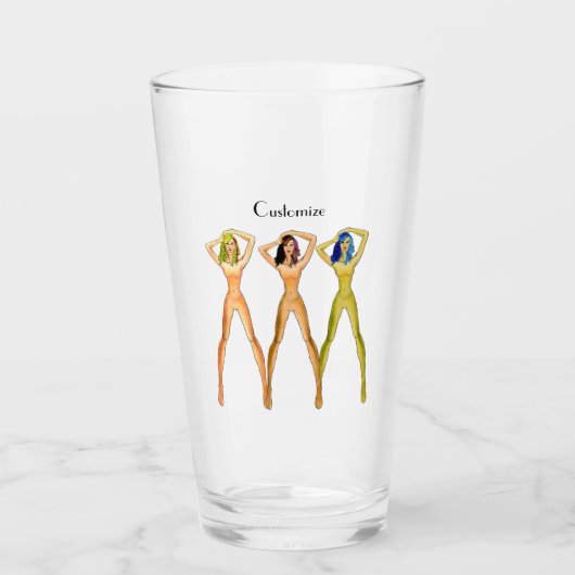 Drie dames met lange poten, permanent Thunder_Cove Glas (Voorkant)