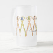 Drie dames met lange poten, permanent Thunder_Cove Matglas Bierpul (Voorkant links)