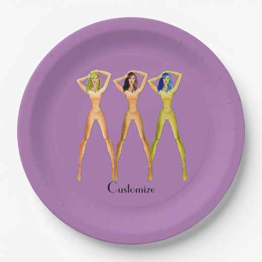 Drie dames met lange poten, permanent Thunder_Cove Papieren Bordje (Voorkant)