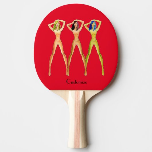 Drie dames met lange poten, permanent Thunder_Cove Tafeltennisbatje (Voorkant)