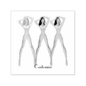 Drie dames met lange poten, permanent Thunder_Cove Zelfinktende Stempel (Design)