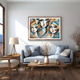 Drie dames Modern Art Poster
