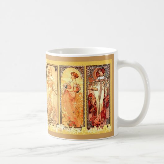 Drie dames van Alphonse Mucha Koffiemok (Rechts)