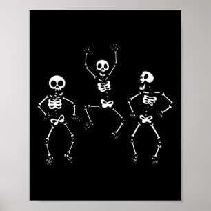 Drie dansende Funny Skeletons Halloween Poster