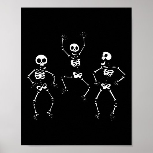 Drie dansende Funny Skeletons Halloween Poster (Voorkant)