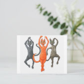 Drie dansende katten briefkaart (Staand voorkant)