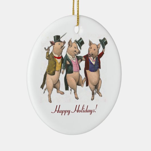 Drie dansende kerstversiering keramisch ornament (Rechts)