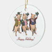 Drie dansende kerstversiering keramisch ornament (Links)