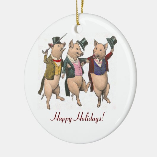 Drie dansende kerstversiering keramisch ornament (Links)