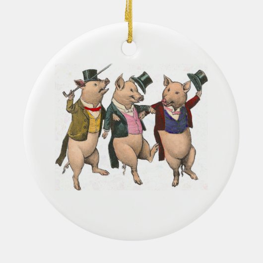 Drie dansende kerstversiering keramisch ornament (Achterkant)