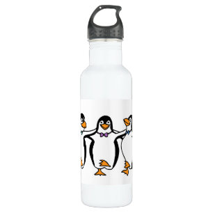 Drie dansende pinguïns waterfles