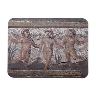 Drie dansende putti begeleid door één die de magneet