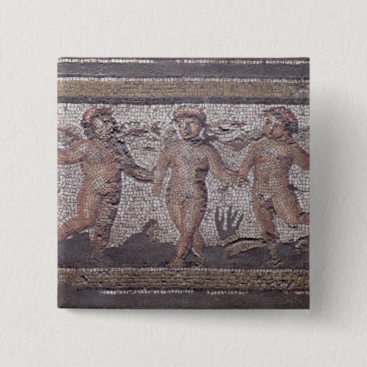 Drie dansende putti begeleid door één die de vierkante button 5,1 cm (Voorkant)
