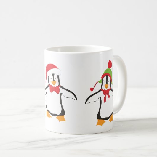 Drie dansende schattige pinguïns koffiemok (Voorkant rechts)