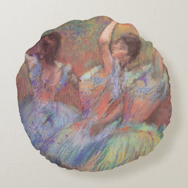 Drie danseressen van Edgar Degas Rond Kussen (Achterkant)