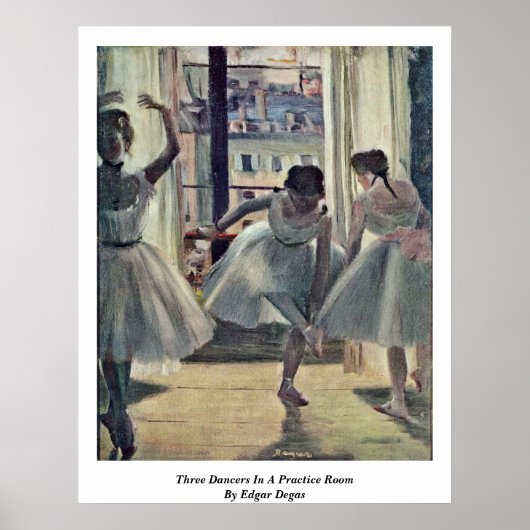 Drie dansers in een praktijkzaal door Edgar Degas Poster (Voorkant)