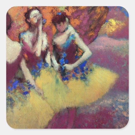 Drie dansers in gele rokken door Degas Vierkante Sticker (Voorkant)