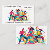 Drie dansers met feestelijke, vrolijke kleuren visitekaartje (Voorkant / Achterkant)