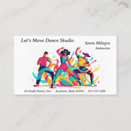 Drie dansers met feestelijke, vrolijke kleuren visitekaartje