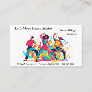 Drie dansers met feestelijke, vrolijke kleuren visitekaartje