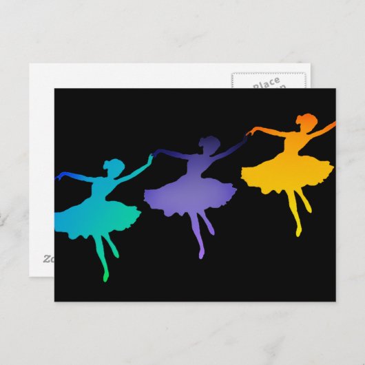 Drie dansers op zwart briefkaart (Voorkant / Achterkant)