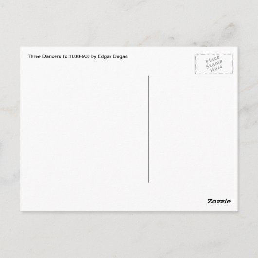 Drie dansers van Edgar Degas,  balletkunst Briefkaart (Achterkant)