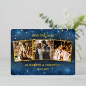 Drie de galaxy bekleding van Foto's sparen de Datu Folie Uitnodiging (Staand Voorkant)