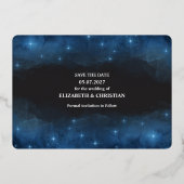 Drie de galaxy bekleding van Foto's sparen de Datu Folie Uitnodiging (Achterkant)