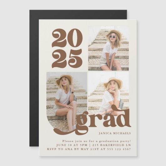 Drie de Uitnodiging van de Partij van de Graduatie (Voorkant / Achterkant)