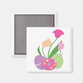 Drie decoratieve eieren met bloemen magneet (Voorkant / Achterkant)