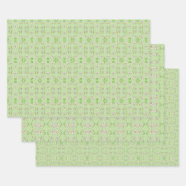 Drie decoratieve patronen inpakpapier vel