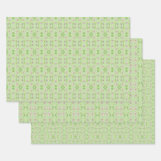Drie decoratieve patronen inpakpapier vel (Set)