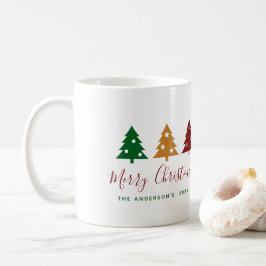 Drie dennenboom sneeuwvlokken sterren vrolijk kers koffiemok