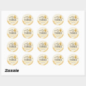Drie derde verjaardag bijen honingraat ronde sticker (Vel)