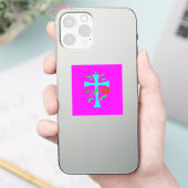 Drie design één kaart felle bezige kleuren sticker (Telefoon)