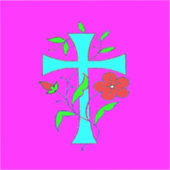 Drie design één kaart felle bezige kleuren sticker (Voorkant)