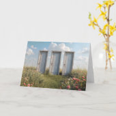 Drie deuren in een wildbloemenveld kaart (Gele Bloem)