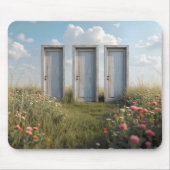 Drie deuren staan op het veld van de wilde bloemen muismat (Voorkant)