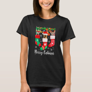 Drie Devon Rex kat in sok  Katten Kerstfeest kat T-shirt