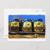 Drie diesellocomotieven briefkaart (Voorkant / Achterkant)