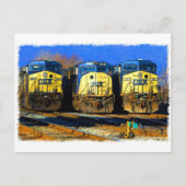 Drie diesellocomotieven briefkaart (Voorkant)