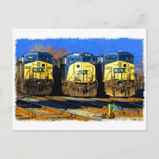 Drie diesellocomotieven briefkaart (Voorkant)