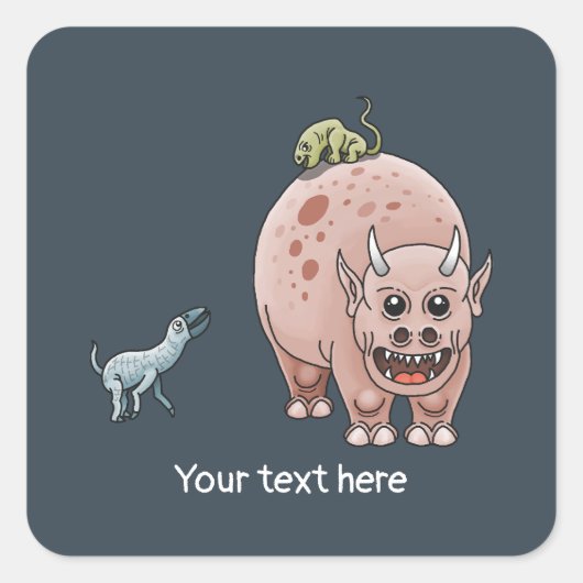 Drie Dinosauriërs Vierkante Sticker (Voorkant)