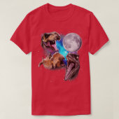 Drie dinosaurussen huilen bij de maan t-shirt (Design voorkant)