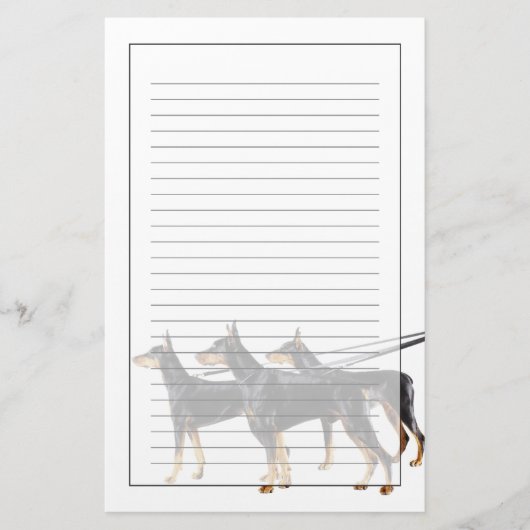 Drie Dobermans op de as Briefpapier (Voorkant)