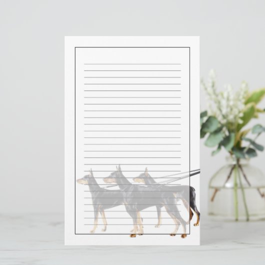 Drie Dobermans op de as Briefpapier (Staand voorkant)