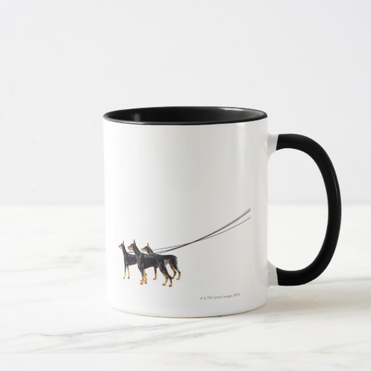 Drie Dobermans op de as Mok (Rechts)