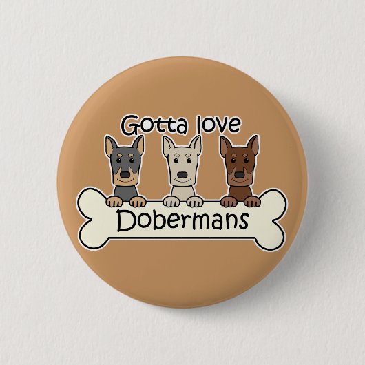 Drie Dobermans Ronde Button 5,7 Cm (Voorkant)